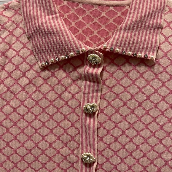 Pink Patterned Collared Dress - Picture 4 of 4